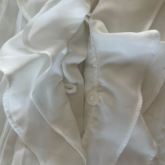 STYLE & CO white collarless vneck ruffle flare sleeve | 12P COQUETTE ROMANTIC - Picture 11 of 12